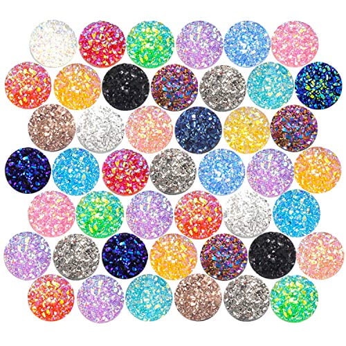 100 pcs Mix Flat Back Faux Druzy Cabochons Resin For Crafts DIY Jewelry Making